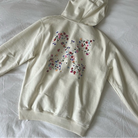 OFF-WHITE Embroidered Flowers Arrows Hoodie SS21 - Picture 3 of 8